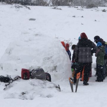 The completed igloo built by the Scouting family team
